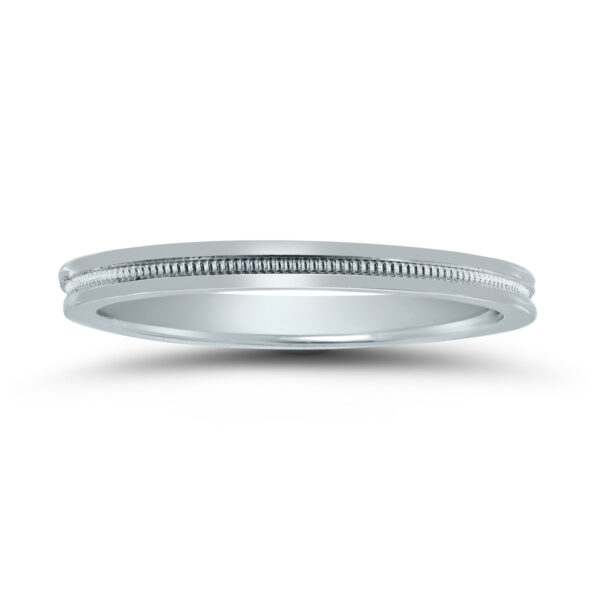 2MM Center Milgrain Wedding Band in 14K White Gold- WBU58525