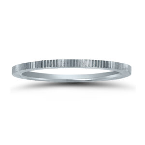 Thin 1MM Hand Cut Ridged Design Wedding Band in 14K White Gold- WBU58531