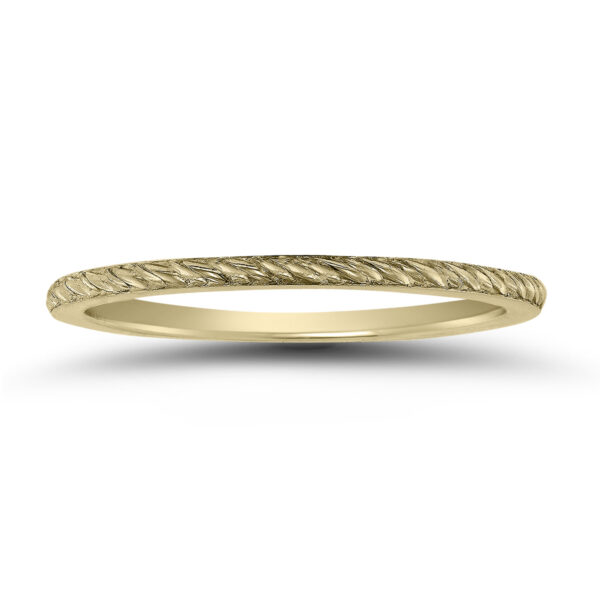 Thin 1MM Rope Knurl Wedding Band in 14K Yellow Gold- WBU58533