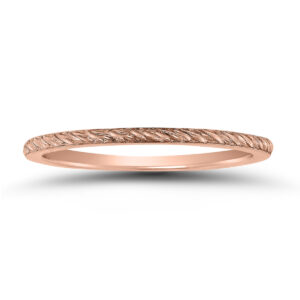Thin 1MM Rope Knurl Wedding Band in 14K Rose Gold- WBU58535