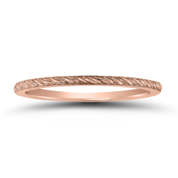 Thin 1MM Rope Knurl Wedding Band in 14K Rose Gold- WBU58535