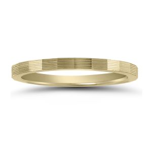 14K Yellow Gold Thin Faceted Groove Design 1.5MM Wedding Band- WBU58539