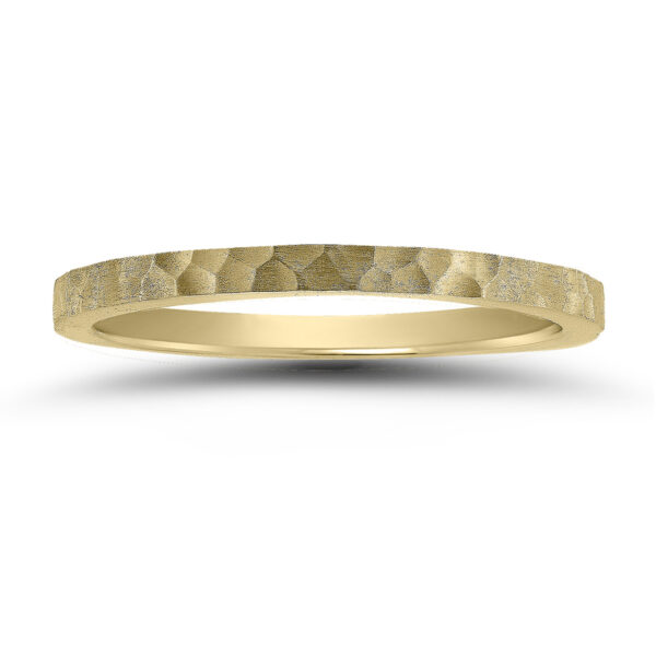 Women's 1.5MM Thin Micro-Hammered 14K Yellow Gold Wedding Band- WBU58542