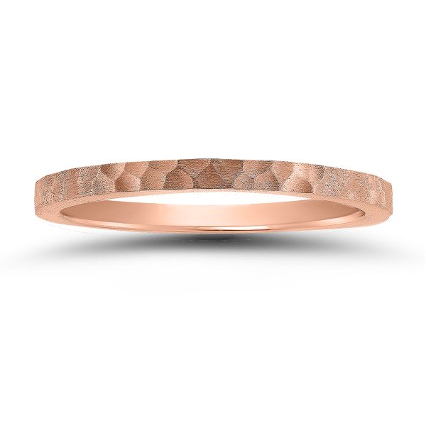 Women's 1.5MM Thin Micro-Hammered 14K Rose Gold Wedding Band- WBU58544