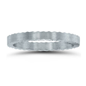 2MM Matte Finish Jagged Edge Crown Wedding Band in 14K White Gold- WBU58546