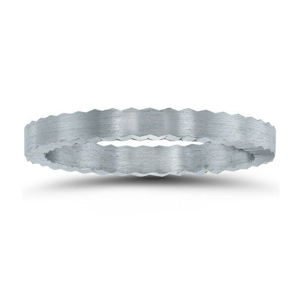 2MM Matte Finish Jagged Edge Crown Wedding Band in 14K White Gold- WBU58546