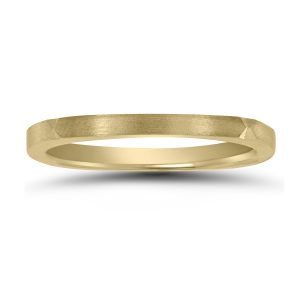 Thin 1.5MM Four Sided Wedding Band with Matte Finish in 14K Yellow Gold- WBU58554