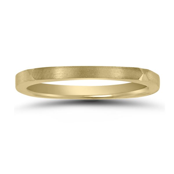 Thin 1.5MM Four Sided Wedding Band with Matte Finish in 14K Yellow Gold- WBU58554