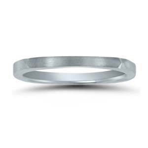 Thin 1.5MM Four Sided Wedding Band with Matte Finish in 14K White Gold- WBU58555
