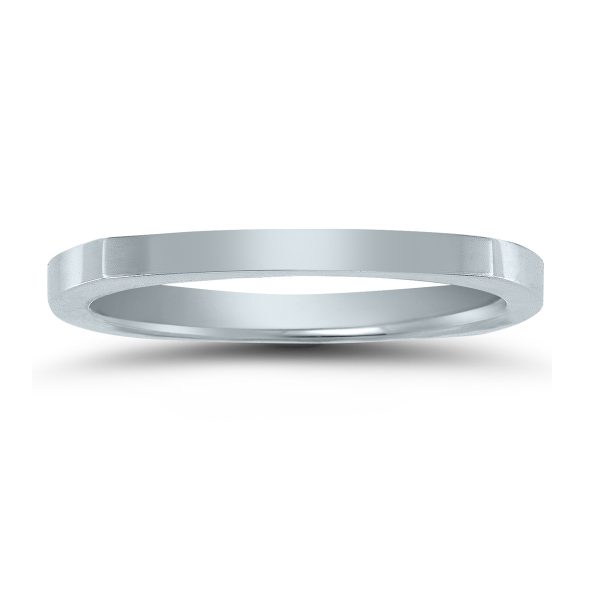 4 Sided Thin 1.5MM Wedding Band in 14K White Gold- WBU58558