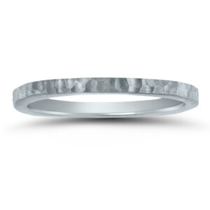 Women's 4 Sided Thin 1.5MM Hammered Wedding Band in 14K White Gold- WBU58561