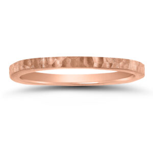 Women's 4 Sided Thin 1.5MM Hammered Wedding Band in 14K Rose Gold- WBU58562