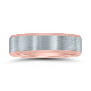 6mm Contemporary Two Tone 10K White and Rose Gold Wedding Band- WBU58644