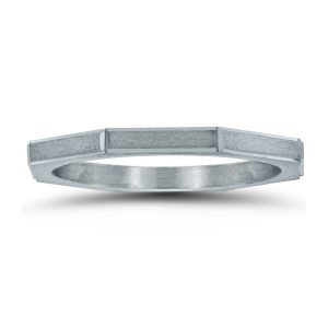 Eight Sided Thin 1.5MM Matte Finish Wedding Band in 14K White Gold- WBU58805