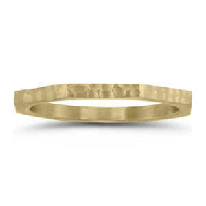 Thin 1.5MM Eight Sided Octagon Hammered Finish Wedding Band in 14K Yellow Gold- WBU58807