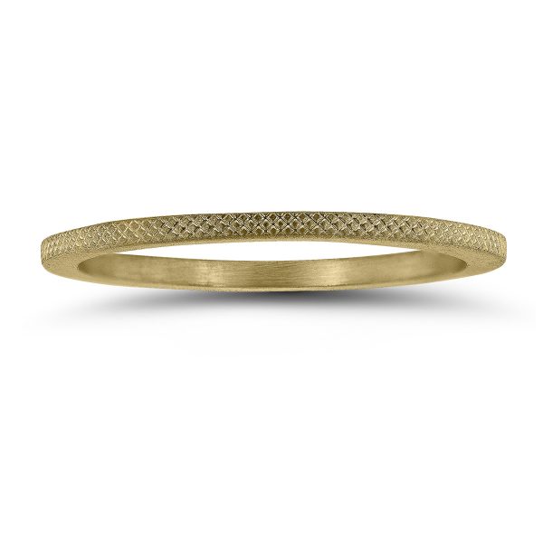 1MM Thin Wedding Band with Cross Hatch Center in 14K Yellow Gold- WBU58819