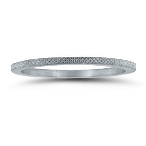 1MM Thin Wedding Band with Cross Hatch Center in 14K White Gold- WBU58820