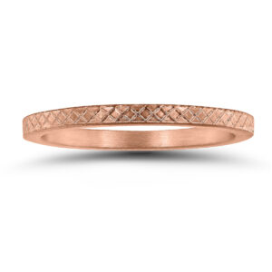 Thin 1.5MM Cross Cut Wedding Band in 14K Rose Gold- WBU58827