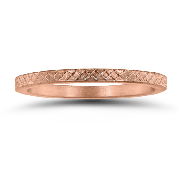 Thin 1.5MM Cross Cut Wedding Band in 14K Rose Gold- WBU58827