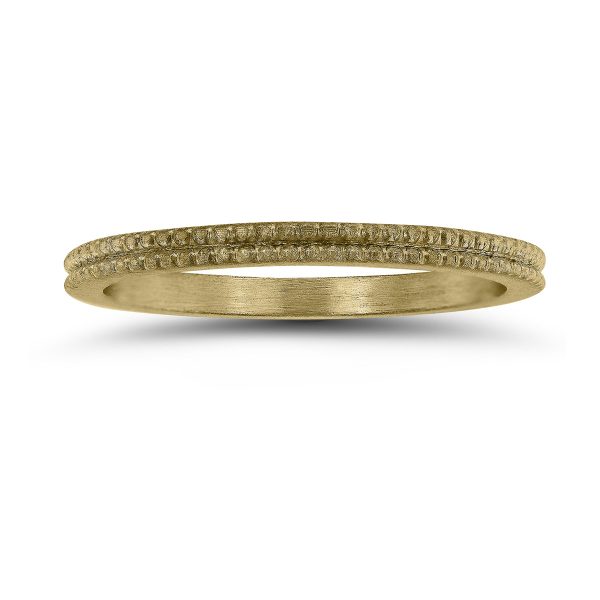 1.5MM Thin Beaded Wedding Band in 14K Yellow Gold- WBU58828