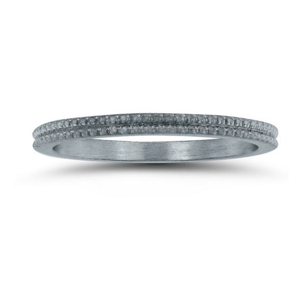 1.5MM Thin Beaded Wedding Band in 14K White Gold- WBU58829