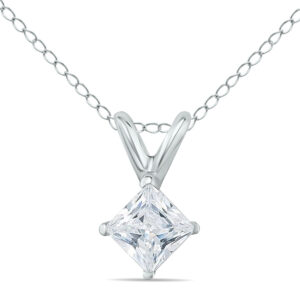1/5 Carat Princess Diamond Solitaire Pendant in 14K White Gold- XPP0020B1