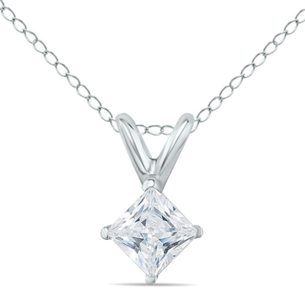 1/5 Carat Princess Diamond Solitaire Pendant in 14K White Gold- XPP0020B1