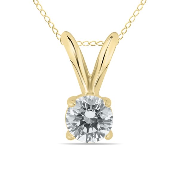 1/10 Carat Round Diamond Solitaire Pendant in 14K Yellow Gold- XPR0010C3