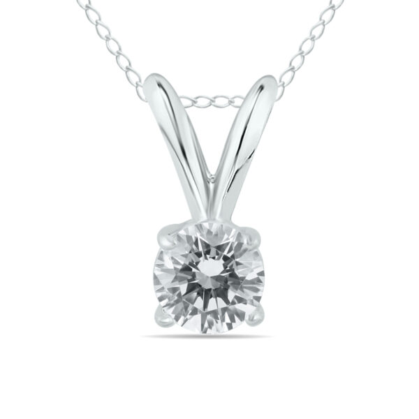 1/7 Carat Round Diamond Solitaire Pendant in 14K White Gold- XPR0015C1