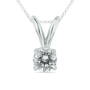 1/5 Carat Round Diamond Solitaire Pendant in 14K White Gold- XPR0020C1D