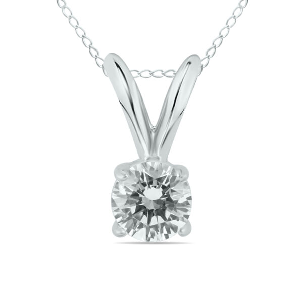 1/5 Carat Round Diamond Solitaire Pendant in 14K White Gold- XPR0020C1D