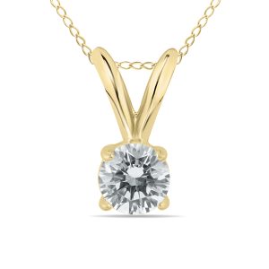 1/5 Carat Round Diamond Solitaire Pendant in 14K Yellow Gold (K-L Color, I2-I3 Clarity)- XPR0020C3D