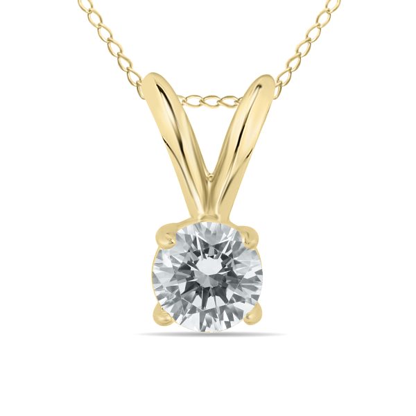 1/5 Carat Round Diamond Solitaire Pendant in 14K Yellow Gold (K-L Color, I2-I3 Clarity)- XPR0020C3D