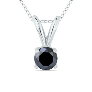1/4 Carat TW Round Black Diamond Solitaire Pendant in 14K White Gold- XPR0025BK1