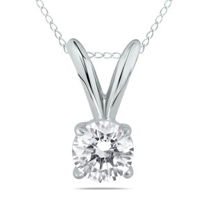 1/4 Carat Round Diamond Solitaire Pendant in 14K White Gold (K-L Color, I2-I3 Clarity)- XPR0025C1D