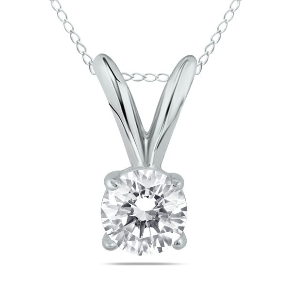 1/4 Carat Round Diamond Solitaire Pendant in 14K White Gold (K-L Color, I2-I3 Clarity)- XPR0025C1D