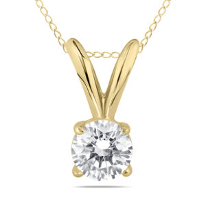 1/4 Carat Round Diamond Solitaire Pendant in 14K Yellow Gold (K-L Color, I2-I3 Clarity)- XPR0025C3D