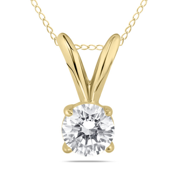 1/4 Carat Round Diamond Solitaire Pendant in 14K Yellow Gold (K-L Color, I2-I3 Clarity)- XPR0025C3D