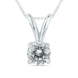 1/3 Carat Round Diamond Solitaire Pendant in 14K White Gold- XPR0033C1D