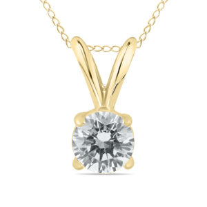 1/3 Carat Round Diamond Solitaire Pendant in 14K Yellow Gold- XPR0033C3D