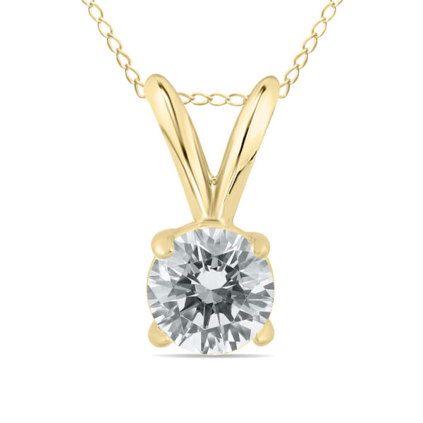 1/3 Carat Round Diamond Solitaire Pendant in 14K Yellow Gold- XPR0033C3D