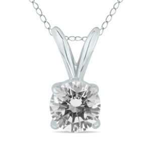 AGS Certified 3/4 Carat Round Diamond Solitaire Pendant in 14K White Gold (H-I Color, I1-I2 Clarity)- XPR0075C1AGS2
