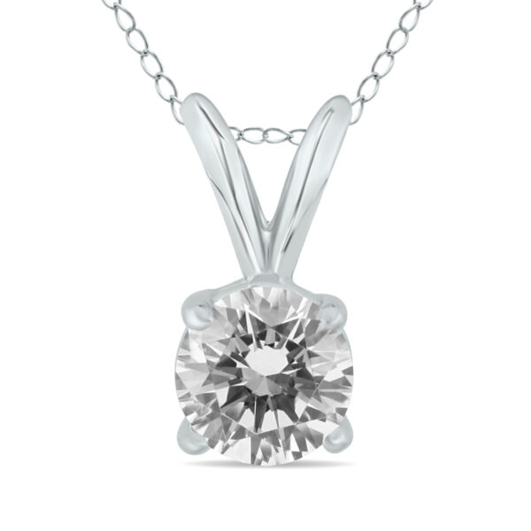 AGS Certified 3/4 Carat Round Diamond Solitaire Pendant in 14K White Gold (H-I Color, I1-I2 Clarity)- XPR0075C1AGS2