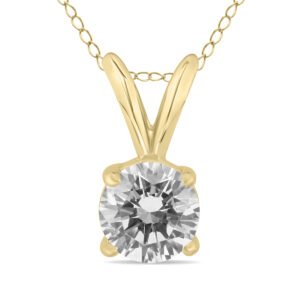 AGS Certified 3/4 Carat Round Diamond Solitaire Pendant in 14K Yellow Gold (I-J Color, I2-I3 Clarity)- XPR0075C3AGS1
