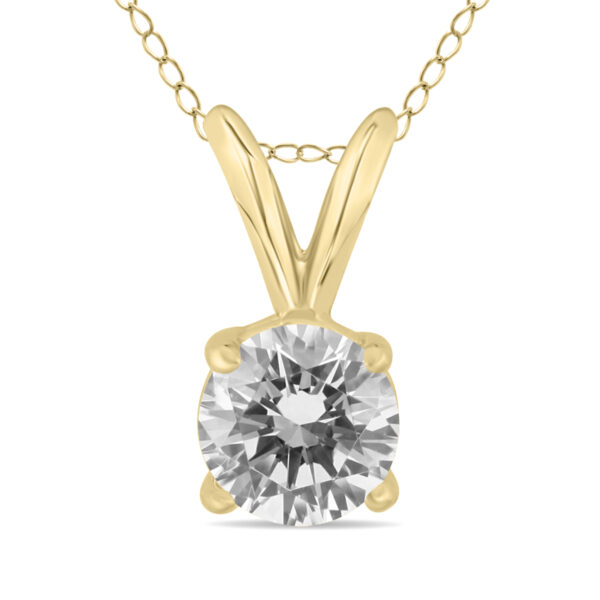 AGS Certified 3/4 Carat Round Diamond Solitaire Pendant in 14K Yellow Gold (I-J Color, I2-I3 Clarity)- XPR0075C3AGS1