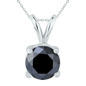 2 Carat TW Round Black Diamond Solitaire Pendant in 14K White Gold- XPR0200BK1