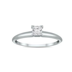 1/7 Carat Princess Diamond Solitaire Ring in 14K White Gold- XRP0015B1