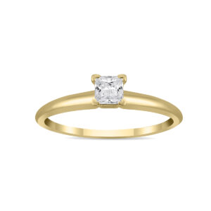 1/7 Carat Princess Diamond Solitaire Ring in 14K Yellow Gold- XRP0015B3