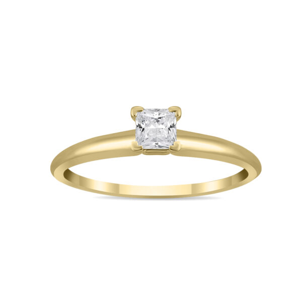 1/7 Carat Princess Diamond Solitaire Ring in 14K Yellow Gold- XRP0015B3