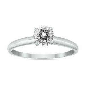 1/3 Carat Round Diamond Solitaire Ring in 14K White Gold- XRR0033C1D